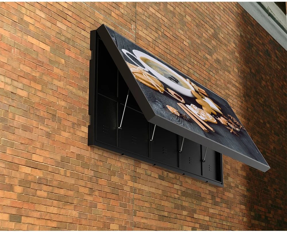 Wall-mounted digital display board with service access for maintenance planning