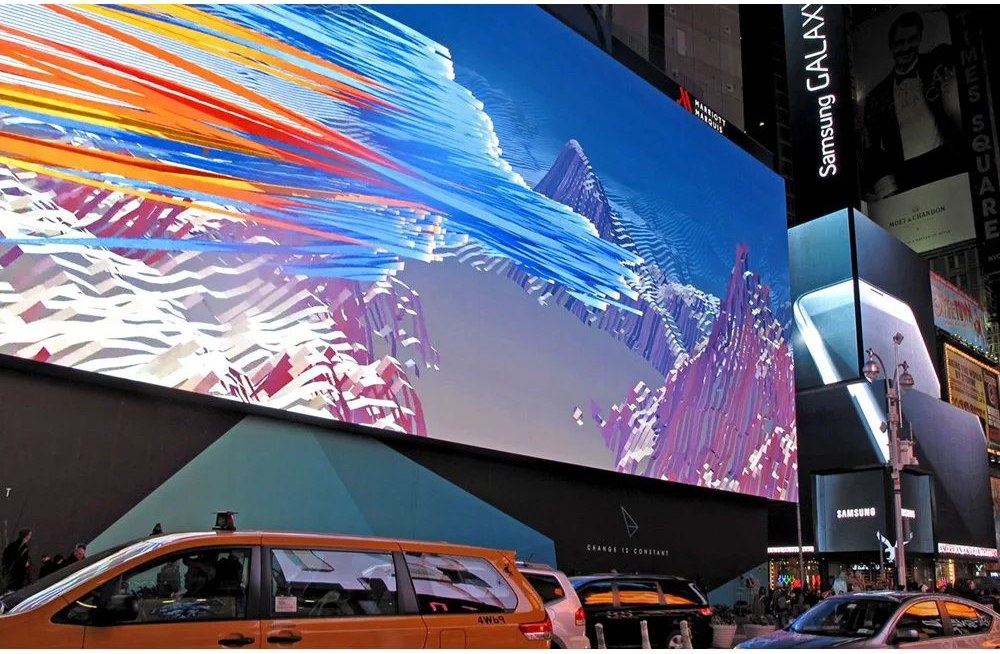 Large advertising display project photo showing viewing distance, site scale, and content impact