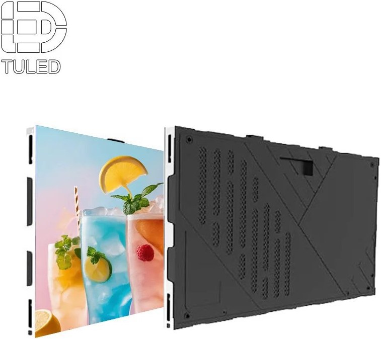 Front view of an indoor fine-pitch LED display panel for a wall-integrated installation