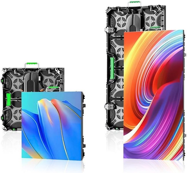 Front and rear views of modular outdoor LED display cabinets